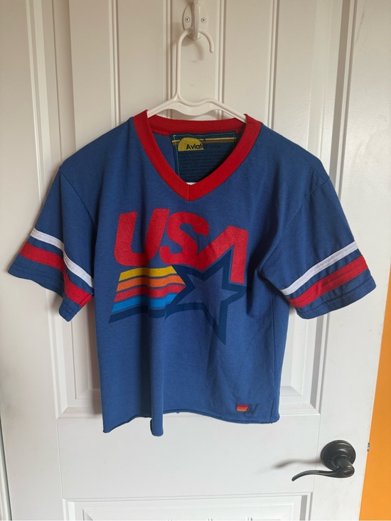Aviator Nation Tops - Aviator Nation USA Graphic V‑Neck Tee- NWT Small